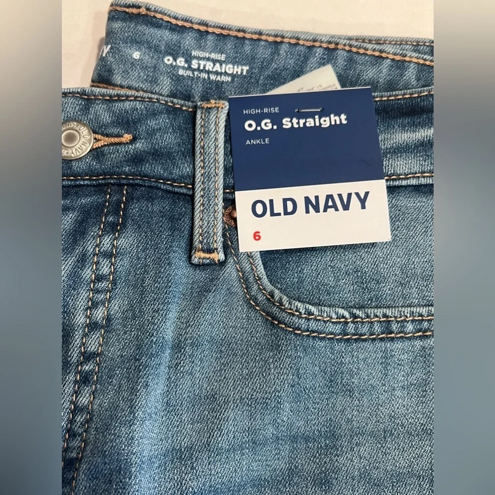 Old Navy OG Straight Ankle Jeans Womens 6‎ Blue High Rise Cotton Stretch NEW